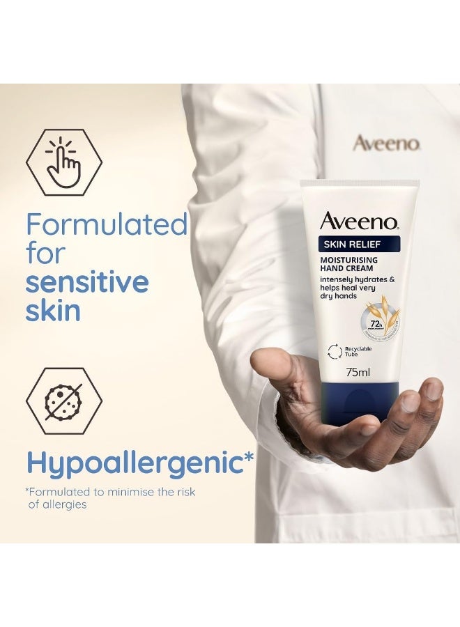 Aveeno Skin Relief Moisturising Hand Cream (1x 75ml), Nourishing Cream to Soothe and Moisturise Very Dry Skin, Enriched Formula for Hydrating Irritable and Dry Hands, with 72-Hour Hydration - Image 4